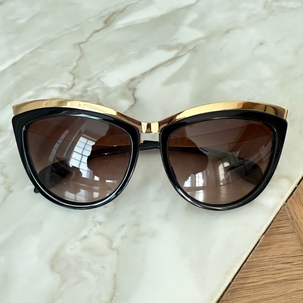 Alexander McQueen Black and Gold Oversized Sunglasses